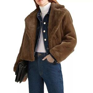 NWT Vince Faux Fur Moto Jacket Coat, Large, Zip Closure